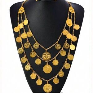 Elegant Gold Coin Layered Necklace